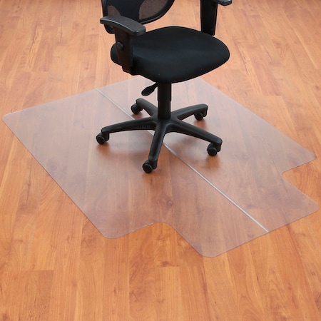 Interion By Global Industrial Interion Office Chair Mat for Hard Floor, 46inW x 60inL with 25in x 12in Lip, Straight Edge 250799